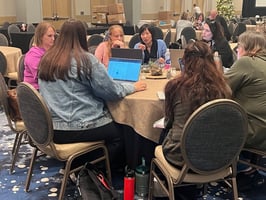 Barefoot team meeting with client